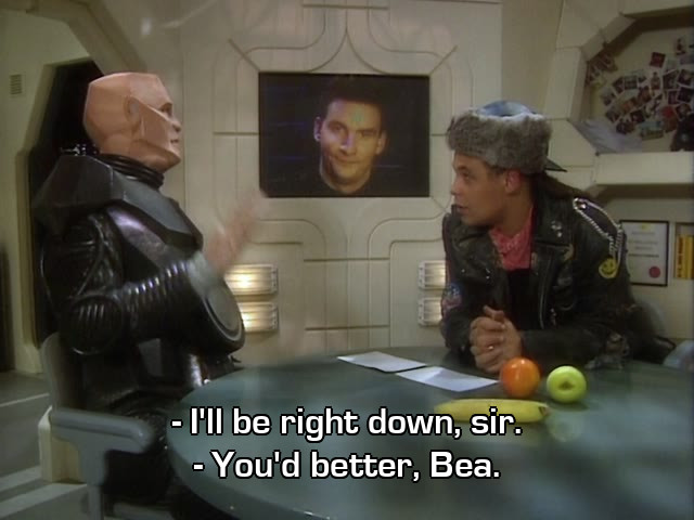 Screenshot from the Red Dwarf episode Camille