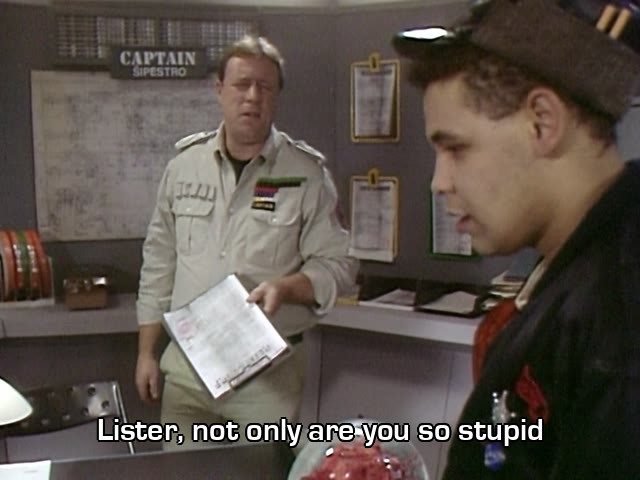 Screenshot from the Red Dwarf episode The End