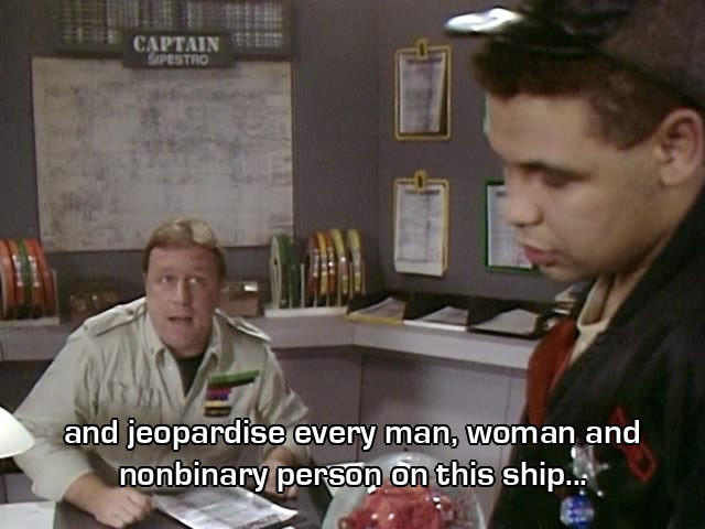 Screenshot from the Red Dwarf episode The End