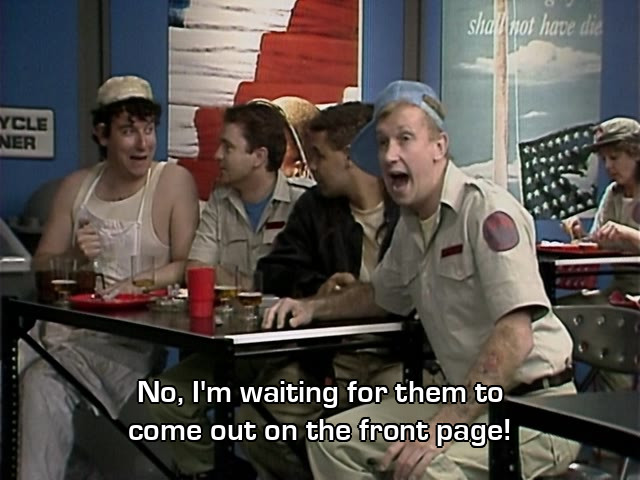 Screenshot from the Red Dwarf episode The End