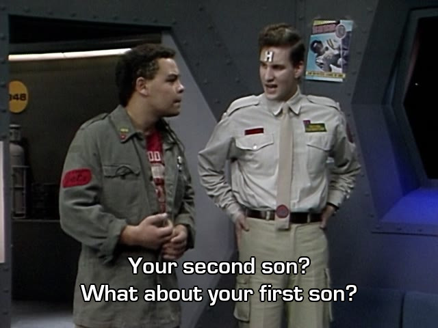 Screenshot from the Red Dwarf episode Future Echoes