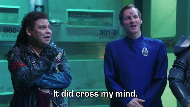 Screenshot from the Red Dwarf episode Cured