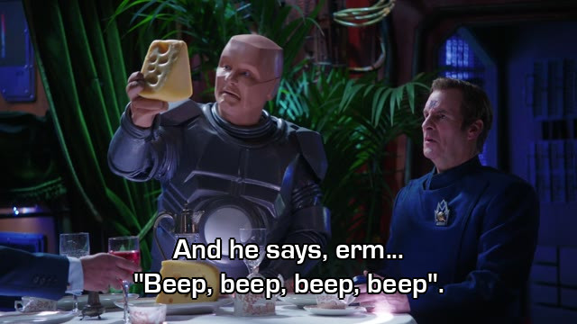 Screenshot from the Red Dwarf episode Skipper