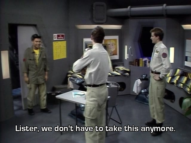 Screenshot from the Red Dwarf episode Me2