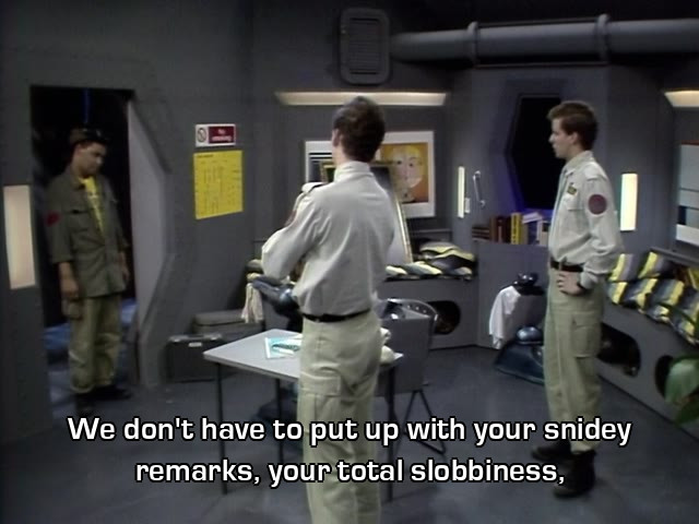 Screenshot from the Red Dwarf episode Me2
