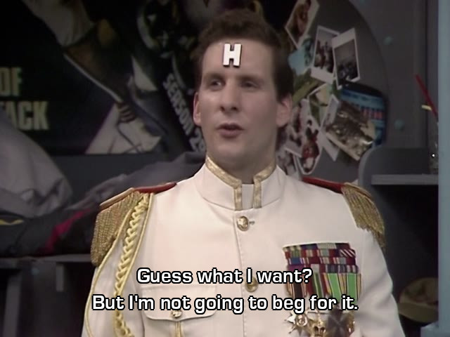Screenshot from the Red Dwarf episode Kryten