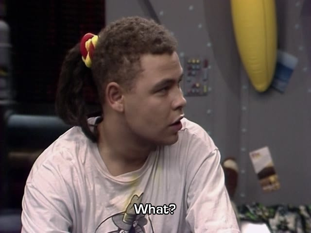 Screenshot from the Red Dwarf episode Kryten