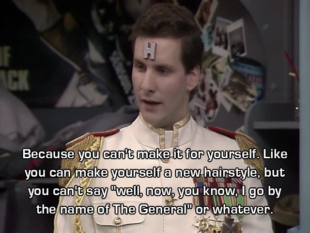 Screenshot from the Red Dwarf episode Kryten