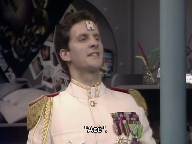 Screenshot from the Red Dwarf episode Kryten