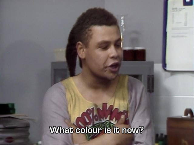 Screenshot from the Red Dwarf episode Parallel Universe