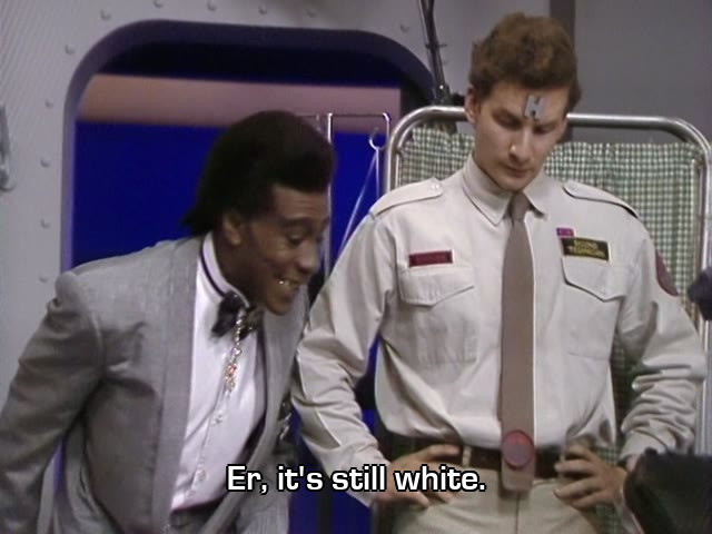 Screenshot from the Red Dwarf episode Parallel Universe