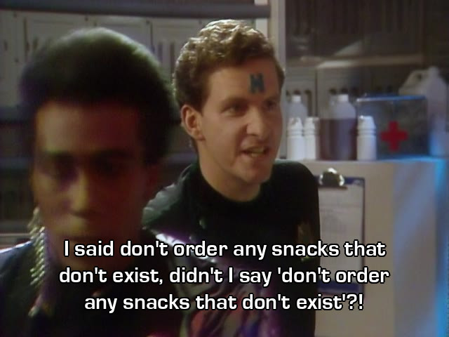 Screenshot from the Red Dwarf episode Bodyswap