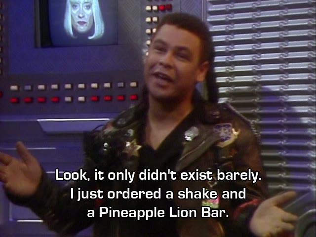 Screenshot from the Red Dwarf episode Bodyswap