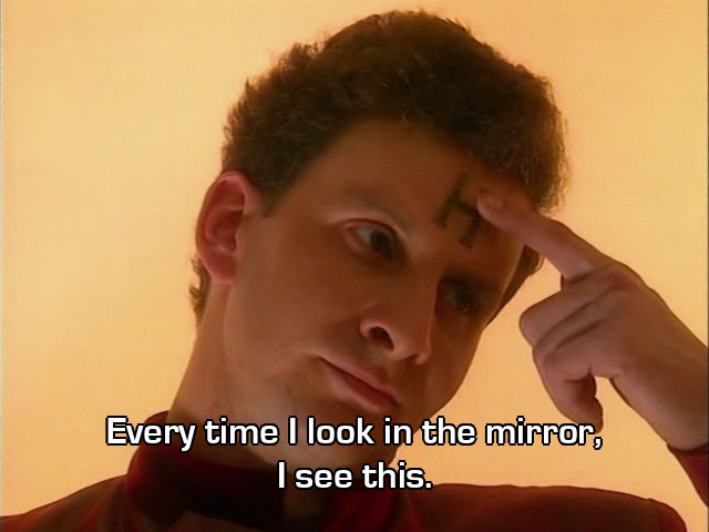 Screenshot from the Red Dwarf episode Holoship