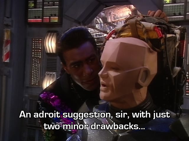 Screenshot from the Red Dwarf episode Holoship
