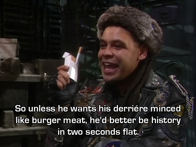 Screenshot from the Red Dwarf episode Holoship