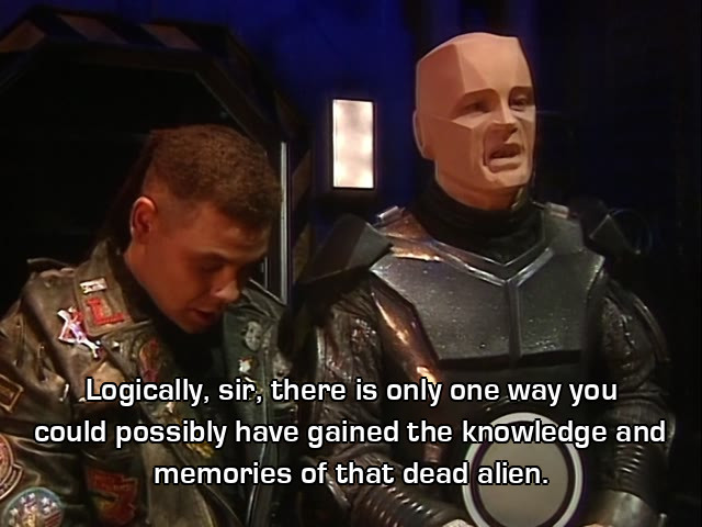 Screenshot from the Red Dwarf episode The Inquisitor