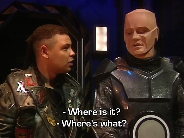 Screenshot from the Red Dwarf episode The Inquisitor