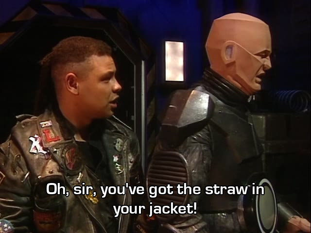 Screenshot from the Red Dwarf episode The Inquisitor