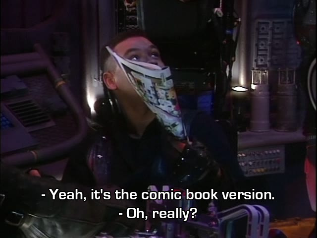 Screenshot from the Red Dwarf episode The Inquisitor