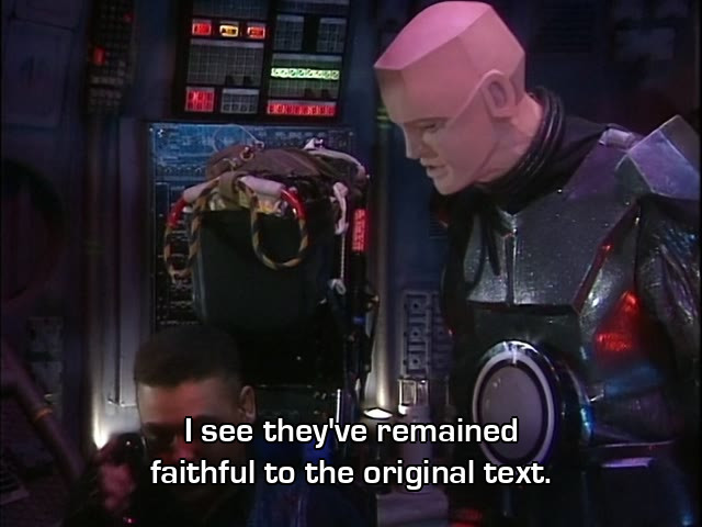 Screenshot from the Red Dwarf episode The Inquisitor